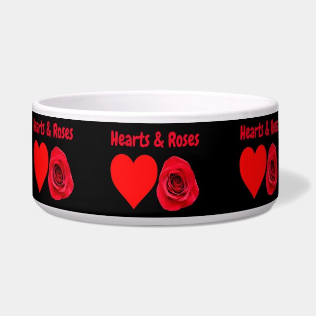 Pet Bowl Hearts & Roses (Front)