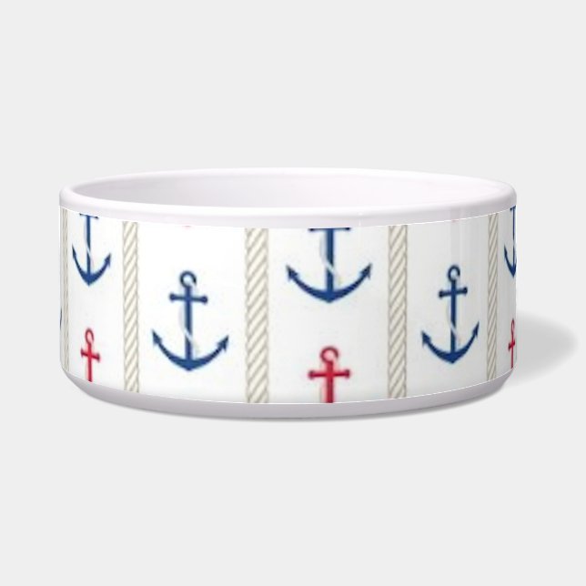 Pet Bowl Nautical Anchors (Front)