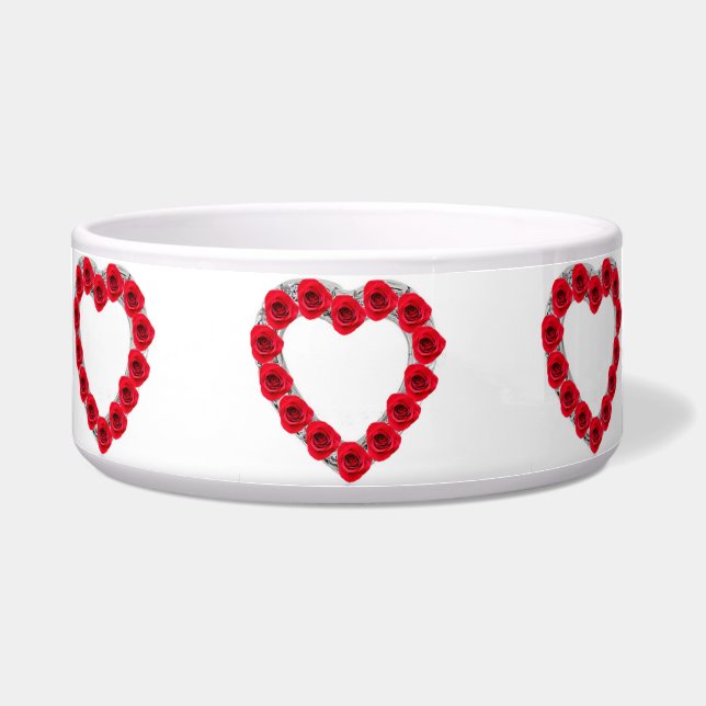 Pet Bowl Red Heart Roses (Front)