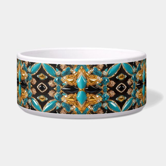 Pet Bowl with Bahamas Colours Abstract Design (Front)