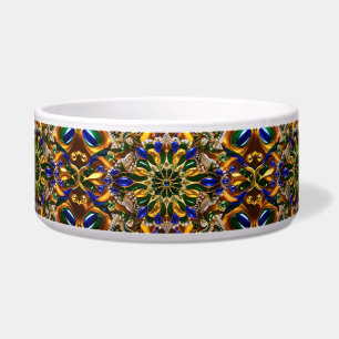 Pet Bowl with Brazil Colours Abstract Design