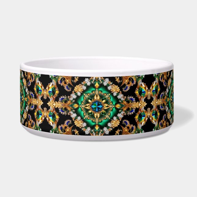 Pet Bowl with Brazilian Colours Abstract Design (Front)