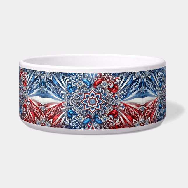 Pet Bowl with French Colours Abstract Design (Front)