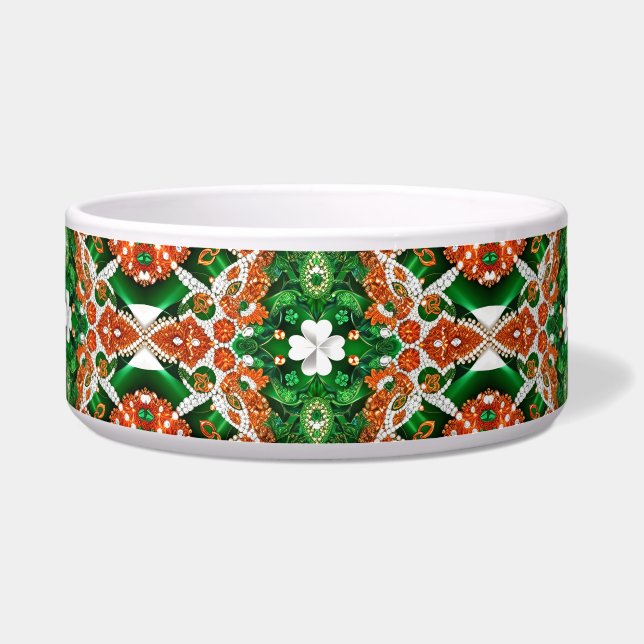 Pet Bowl with Ireland Colours Abstract Design (Front)