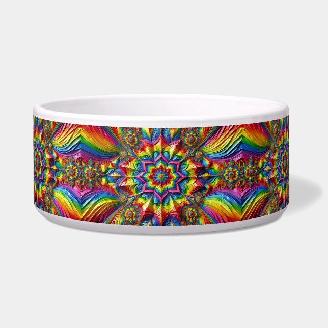 Pet Bowl with LGBTQ Colours Abstract Design (Front)