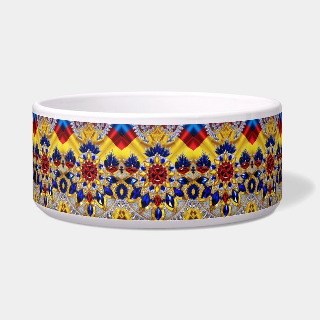 Pet Bowl with Romanian Colours Abstract Design (Front)
