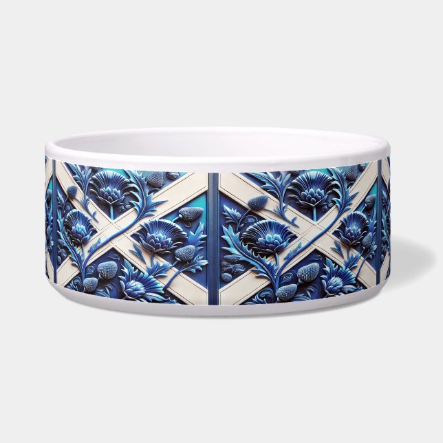 Pet Bowl with Scottish Thistles Design (Front)