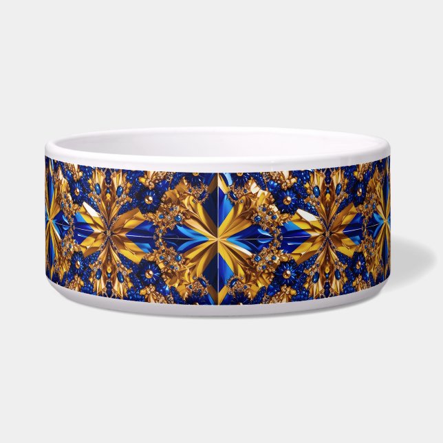 Pet Bowl with Sweden Colours Abstract Design (Front)