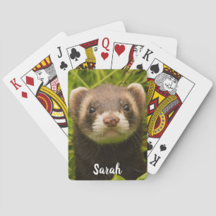Pet Brown Bandit Ferret in the Grass Playing Cards