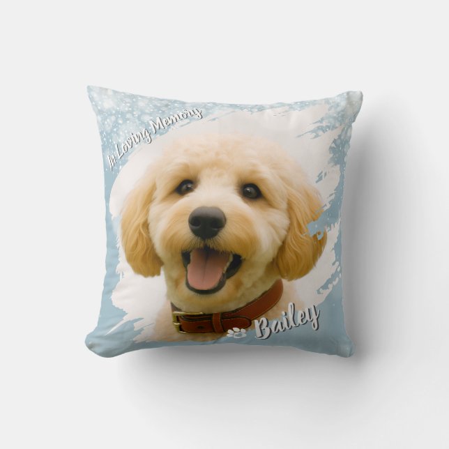 Pet Brush Stroke Custom Photo Memorial Keepsake Cushion (Front)