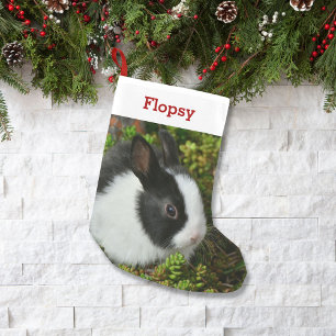 Pet Bunny Lover Rabbit Photo and Name Personalised Small Christmas Stocking