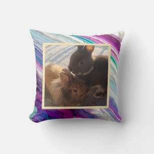 Pet bunny photo - colourful cushion