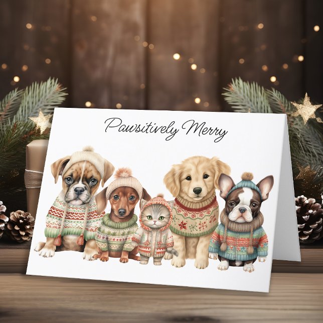 Pet Business Christmas Cute Dog Cat Pets  Holiday Card (Creator Uploaded)