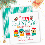 Pet Business Christmas Dog Cat Card<br><div class="desc">Cute cat and dog Christmas design for pet businesses.</div>