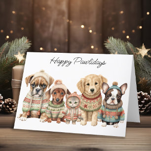 Pet Business Christmas Festive Dog Cat Pets Holiday Card