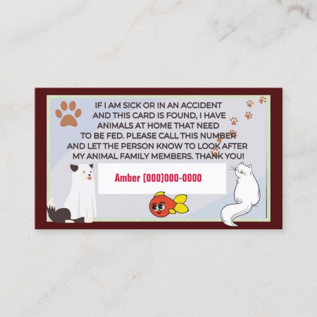 Pet Care Business Card (Front)