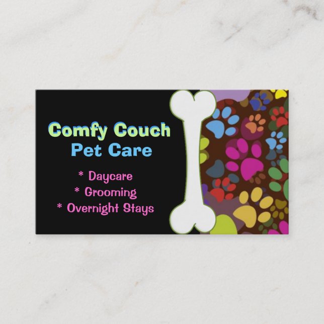 Pet Care Business Card Paw Prints (Front)