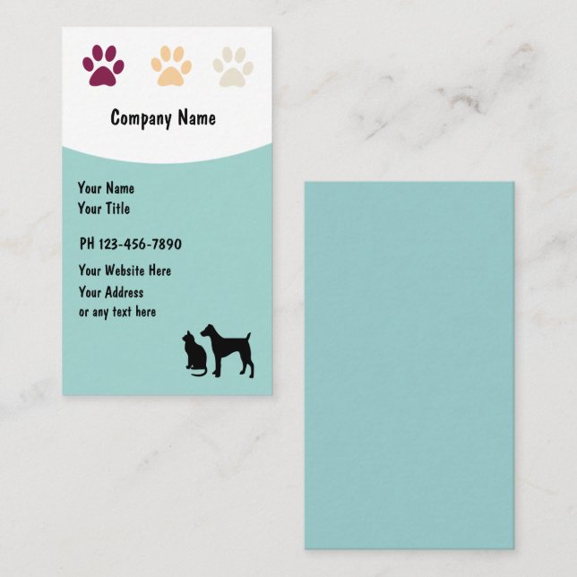 Pet Care Business Cards (Front/Back)