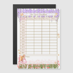 Pet Care Checklist Log Flower Fairy Girl in Garden