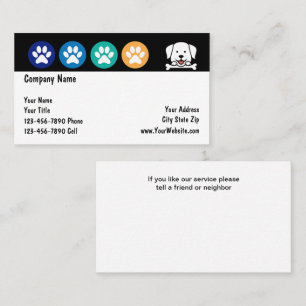Pet Care Colorful Dog Pawn Business Cards