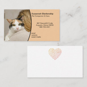 Pet Care Custom Photo Pastel Orange Background Business Card