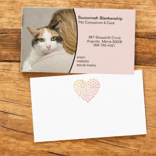 Pet Care Custom Photo Pastel Peach Background Business Card