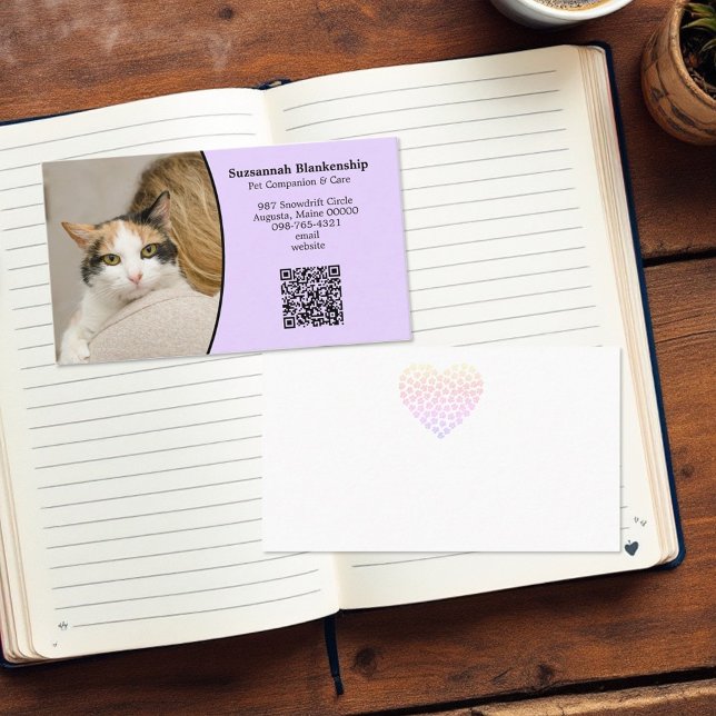 Pet Care Custom QR Code and Photo  Business Card (Custom QR code and photo business card template front and back)