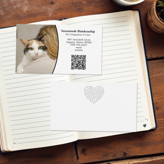 Pet Care Custom QR Code and Photo  Business Card (Custom photo and QR code business card front and back )