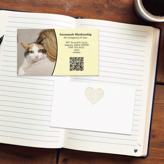 Pet Care Custom QR Code and Photo  Business Card (Front and back template designed business card)
