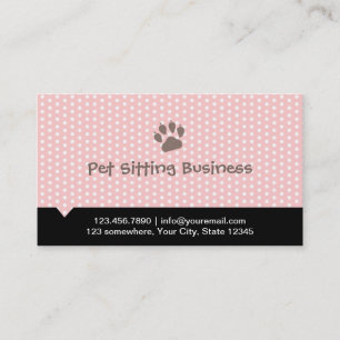 Pet Care Cute Paw Pink Pet Sitter Business Card