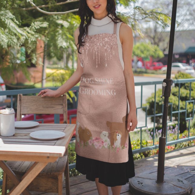 Pet Care Dog Grooming Rose Gold Personalised Apron (Creator Uploaded)