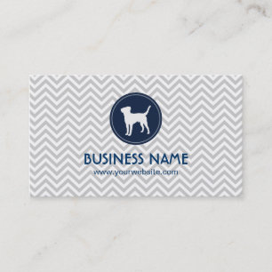 Pet Care Dog Monogram Grey Chevron Stripes Business Card