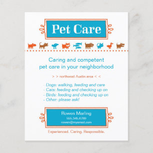 Pet Care Flyer Colourful Animal Silhouettes