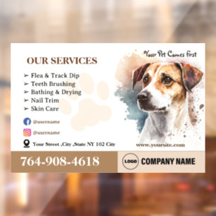 Pet Care Grooming Services Editable Window Cling