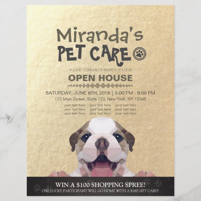 Pet Care Grooming Shop Pet Beauty Salon Open House Flyer (Front)