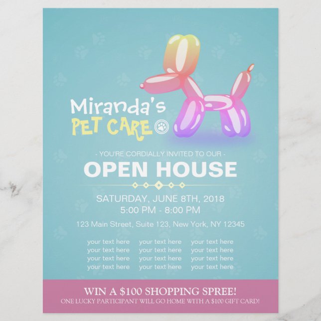 Pet Care Grooming Shop Pet Beauty Salon Open House Flyer (Front)