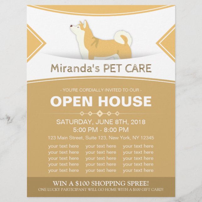 Pet Care Grooming Shop Pet Beauty Salon Open House Flyer (Front)