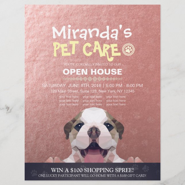 Pet Care Grooming Shop Pet Beauty Salon Open House Flyer (Front)