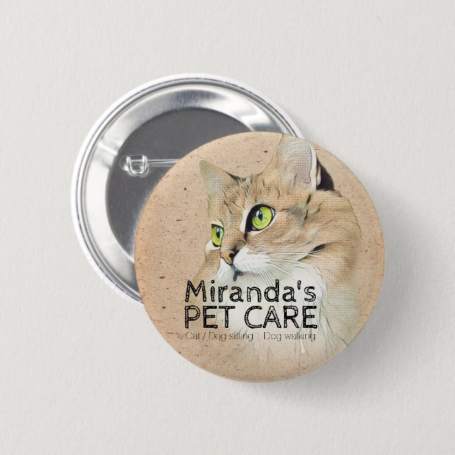 Pet Care Grooming Sitting Bathing Beauty Salon Cat 6 Cm Round Badge (Front & Back)