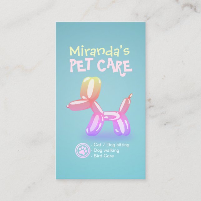 Pet Care Grooming Sitting Bathing Cute Dog Balloon Appointment Card (Front)