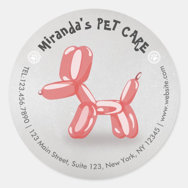 Pet Care Grooming Sitting Bathing Cute Dog Balloon Classic Round Sticker (Front)