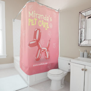 Pet Care Grooming Sitting Bathing Cute Dog Balloon Shower Curtain