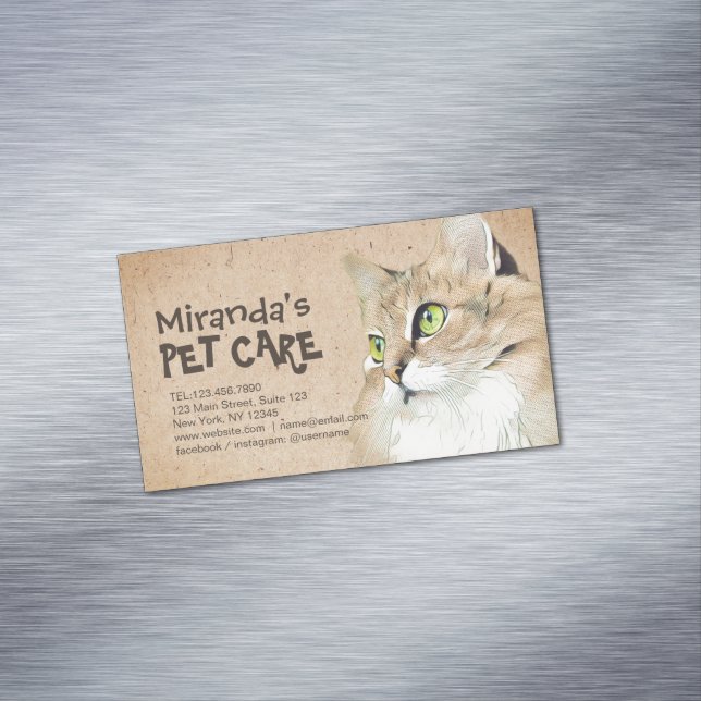Pet Care Grooming Sitting Bathing Pet Beauty Salon Magnetic Business Card (In Situ)