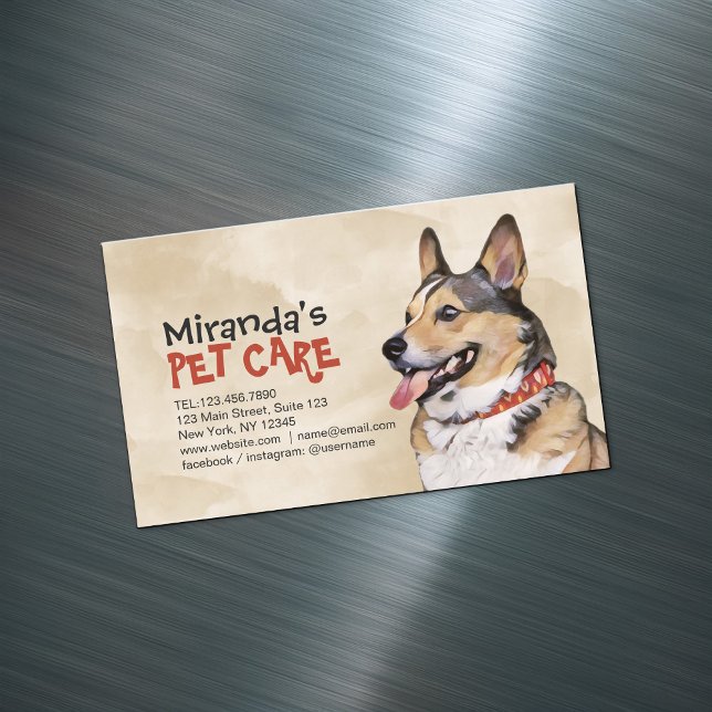 Pet Care Grooming Sitting Bathing Pet Beauty Salon Magnetic Business Card (Creator Uploaded)