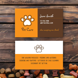 Pet Care Pawprint Business Card