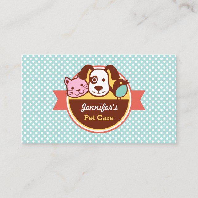 Pet Care Pet Food Shop Business Card (Front)