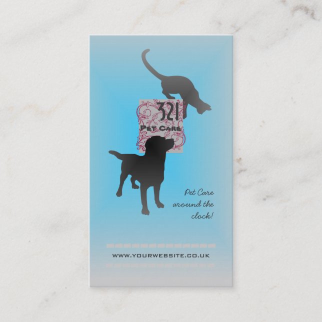 Pet Care/Pet Sitter (Blue Version) Business Card (Front)