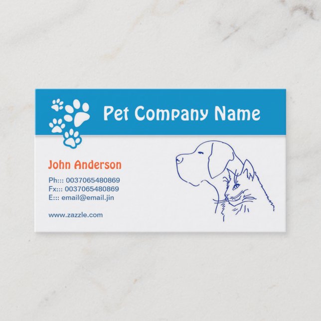 Pet care Pet veterinary or grooming business card (Front)
