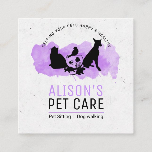 Pet Care Services / Sitting services / Pet shop  Square Business Card (Front)