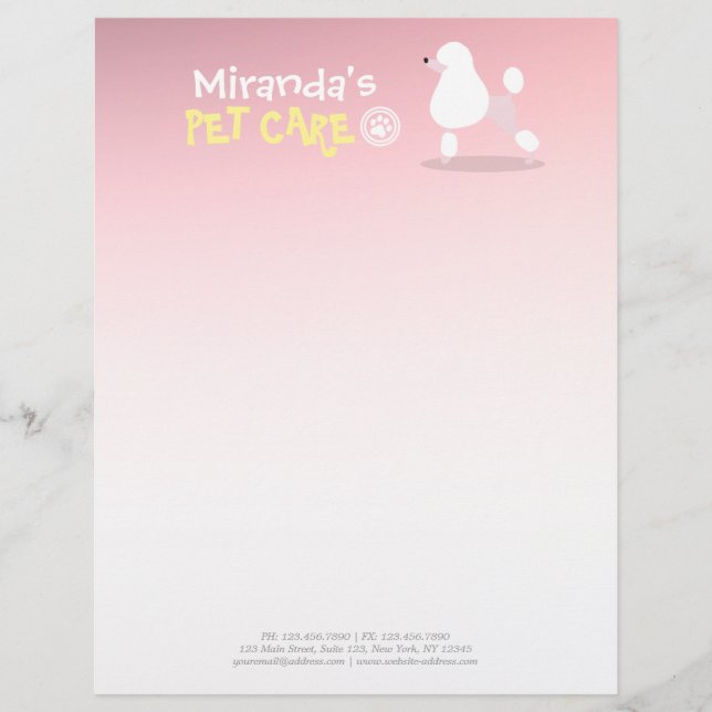 Pet Care Sitting Adorable Cartoon Dog Illustration Customised Letterhead (Front)